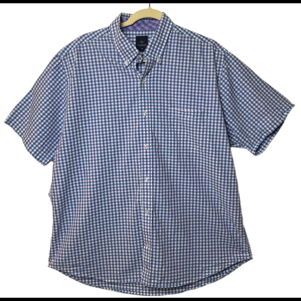 Tailorbyrd 1930 Collection Men’s XL Blue/Purple Check Short Sleeve Button Up